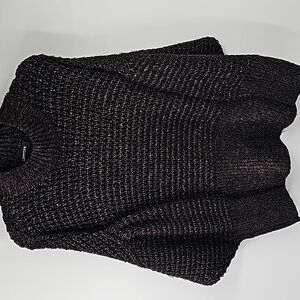 ❤️3/$30 Express Balloon Sleeve Mock Turtleneck Sweater Black w Gold Metallic